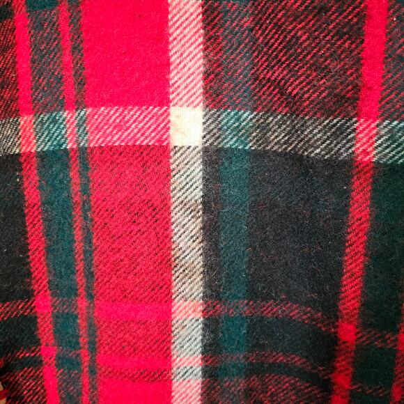 Vintage Troy Leisure Blanket lap robe throw black red green white 51x57 fringed - Picture 9 of 10